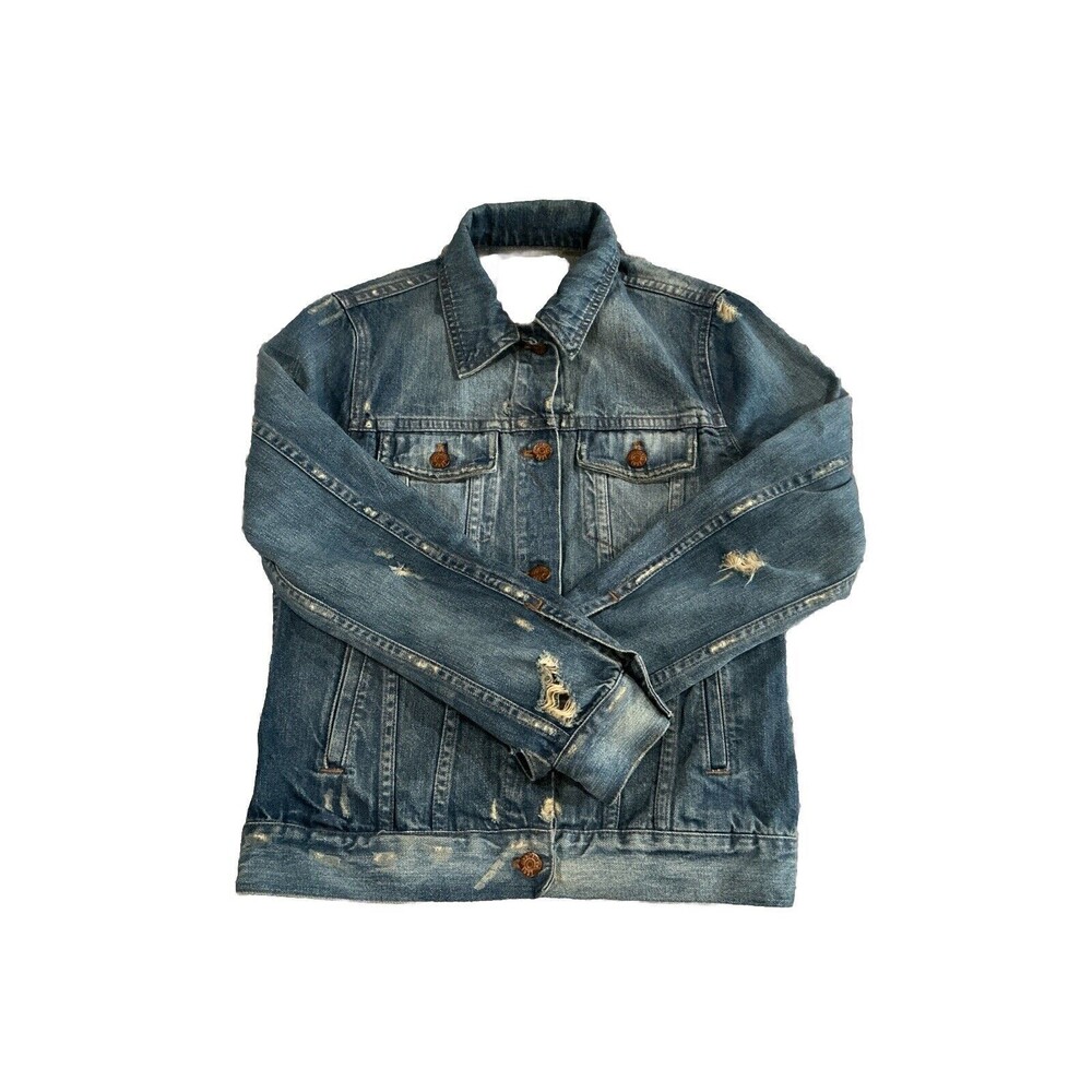 Madewell Women’s Small Distressed Denim Jean Jacket Boho Hipster